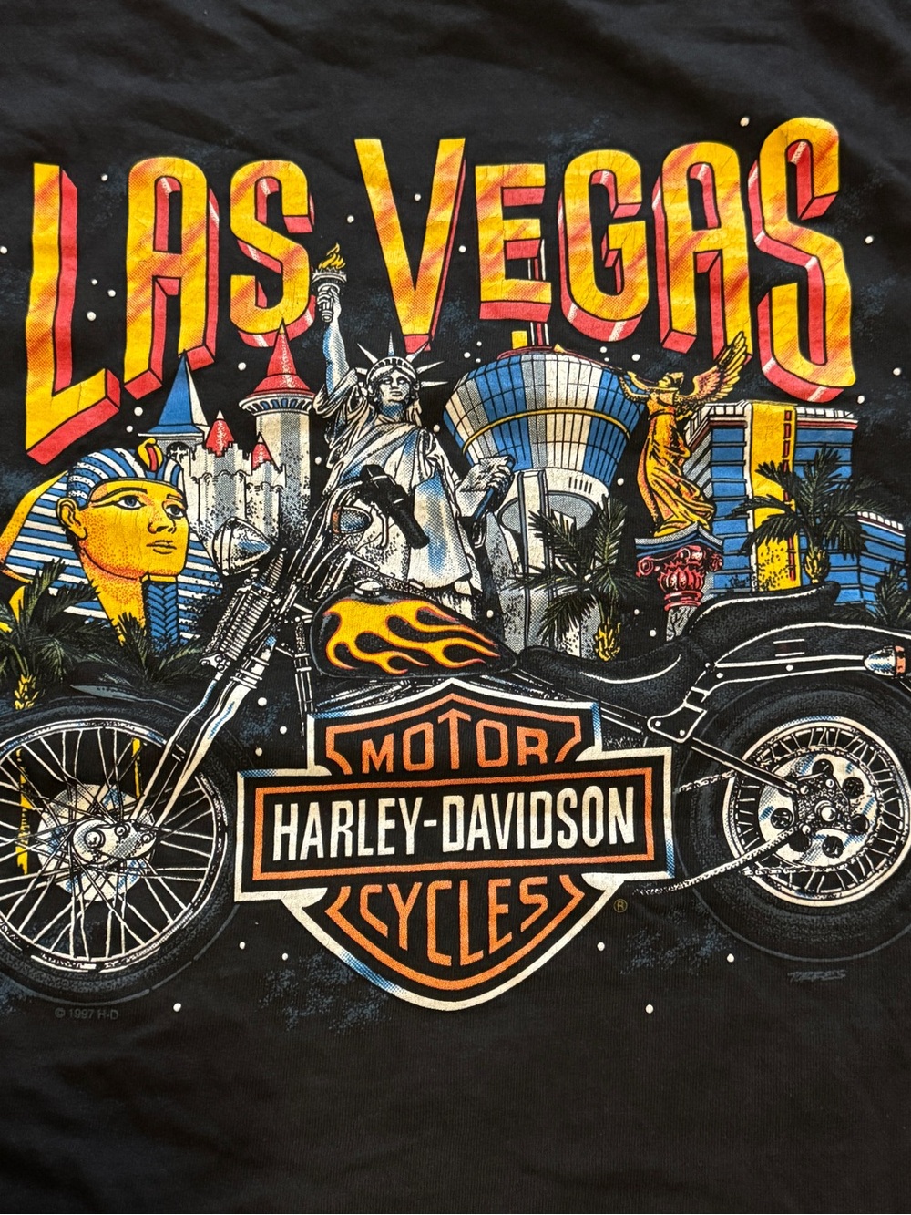 Vintage Harley-Davidson Black Las Vegas Motorcycle Graphic Tee Y2K